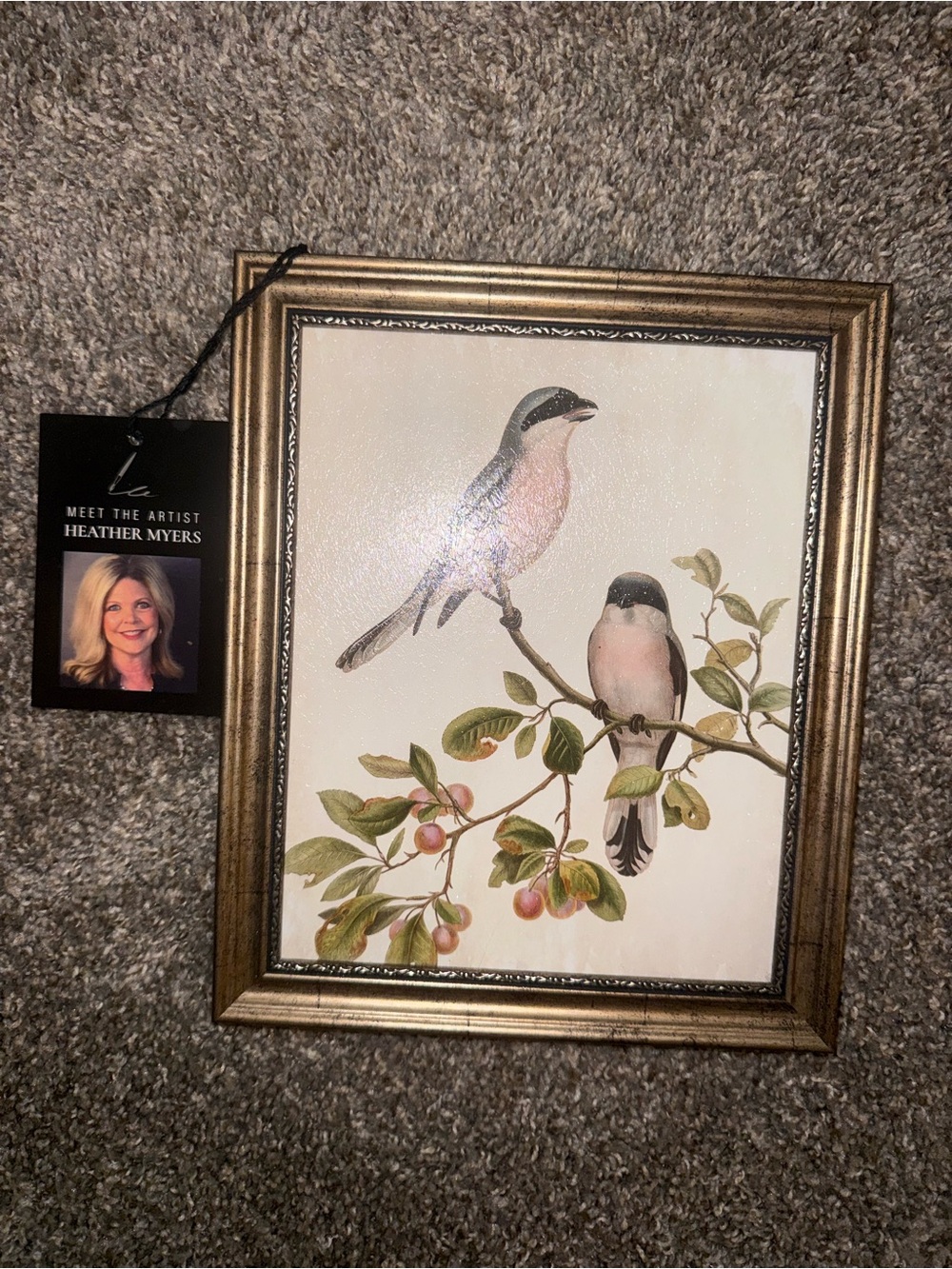 Gold Framed Bird Wall Art - Pink and Green